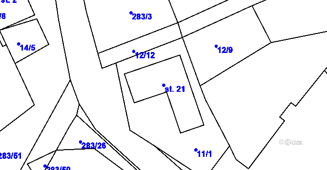 Parcela st. 21 v KÚ Nupaky, Katastrální mapa