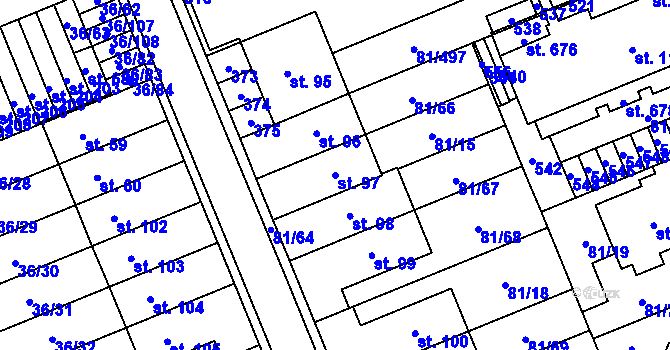 Parcela st. 97 v KÚ Nupaky, Katastrální mapa