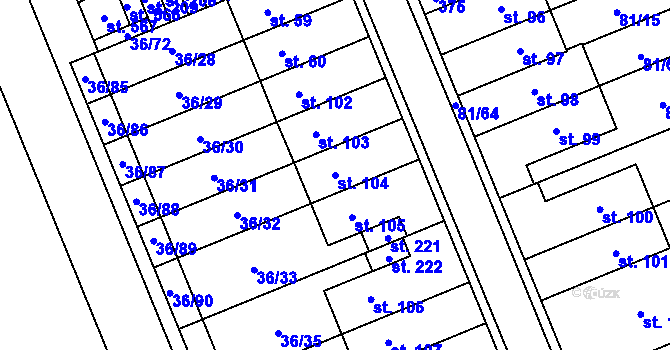 Parcela st. 104 v KÚ Nupaky, Katastrální mapa