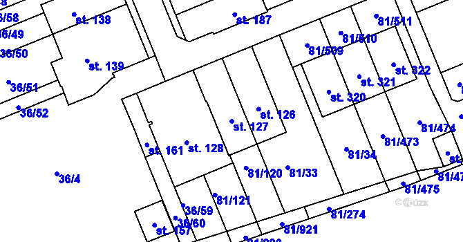 Parcela st. 127 v KÚ Nupaky, Katastrální mapa