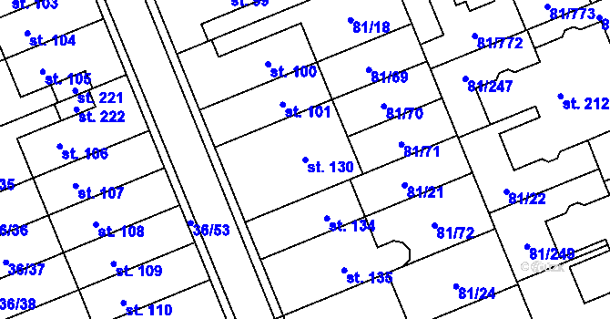 Parcela st. 130 v KÚ Nupaky, Katastrální mapa
