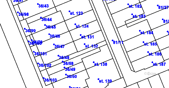 Parcela st. 132 v KÚ Nupaky, Katastrální mapa
