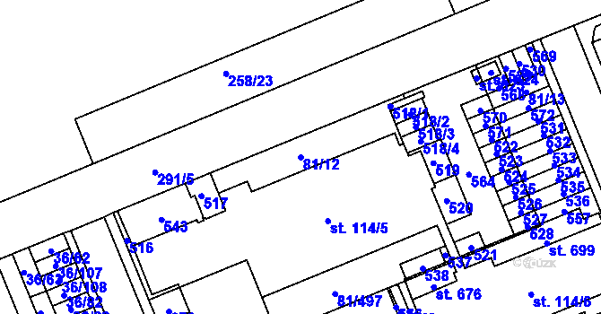 Parcela st. 81/12 v KÚ Nupaky, Katastrální mapa