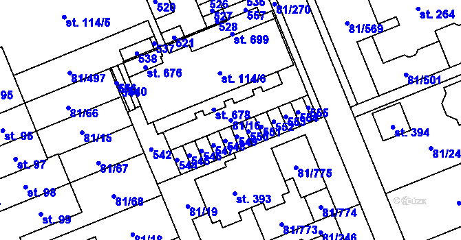 Parcela st. 81/16 v KÚ Nupaky, Katastrální mapa
