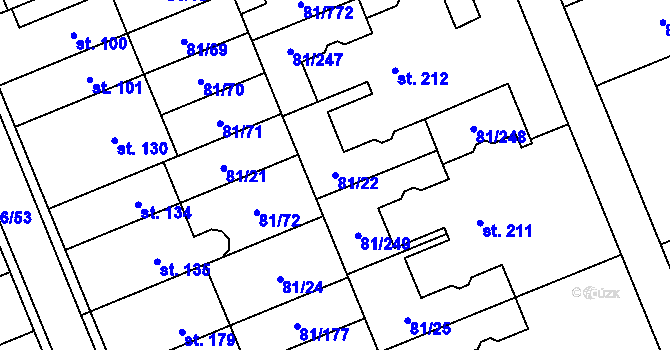 Parcela st. 81/22 v KÚ Nupaky, Katastrální mapa
