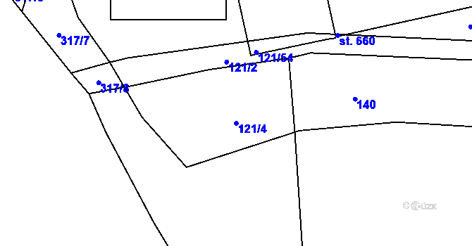 Parcela st. 121/4 v KÚ Nupaky, Katastrální mapa