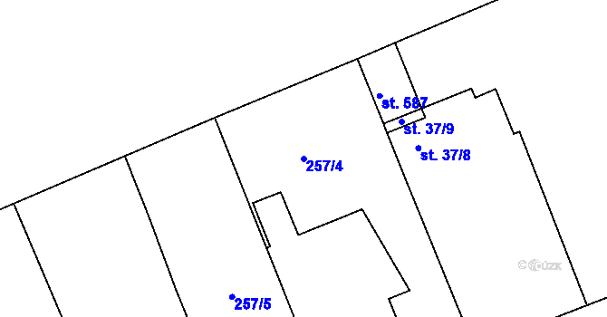 Parcela st. 257/4 v KÚ Nupaky, Katastrální mapa