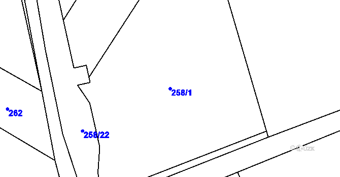 Parcela st. 258/1 v KÚ Nupaky, Katastrální mapa