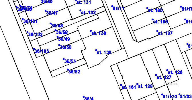Parcela st. 139 v KÚ Nupaky, Katastrální mapa