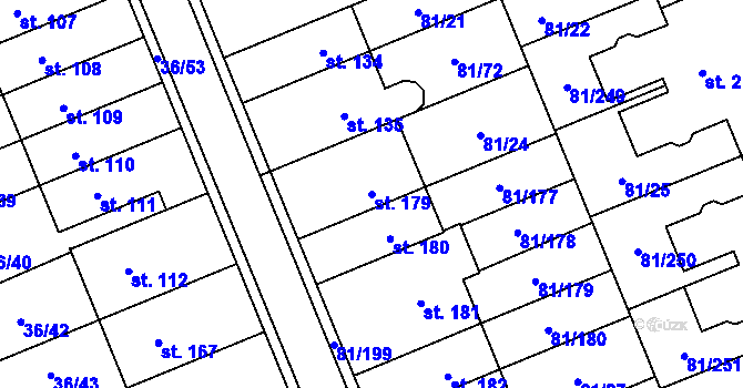 Parcela st. 179 v KÚ Nupaky, Katastrální mapa