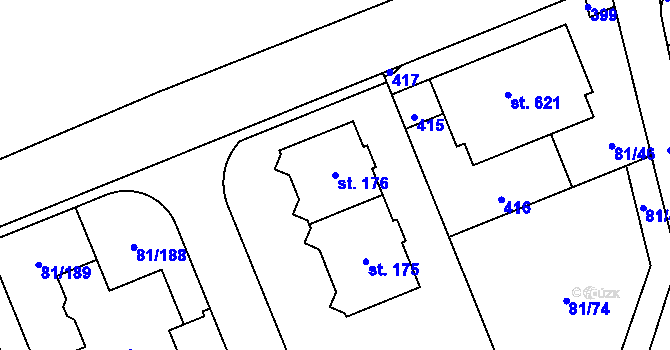 Parcela st. 176 v KÚ Nupaky, Katastrální mapa