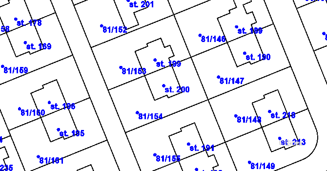 Parcela st. 200 v KÚ Nupaky, Katastrální mapa
