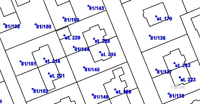 Parcela st. 215 v KÚ Nupaky, Katastrální mapa