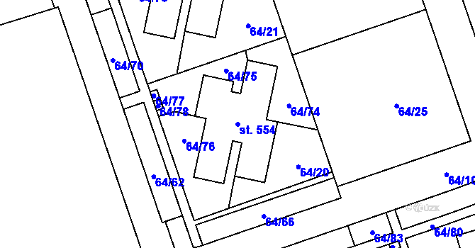 Parcela st. 554 v KÚ Nupaky, Katastrální mapa
