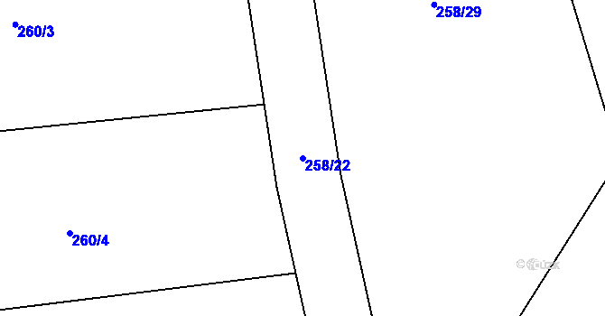 Parcela st. 258/22 v KÚ Nupaky, Katastrální mapa