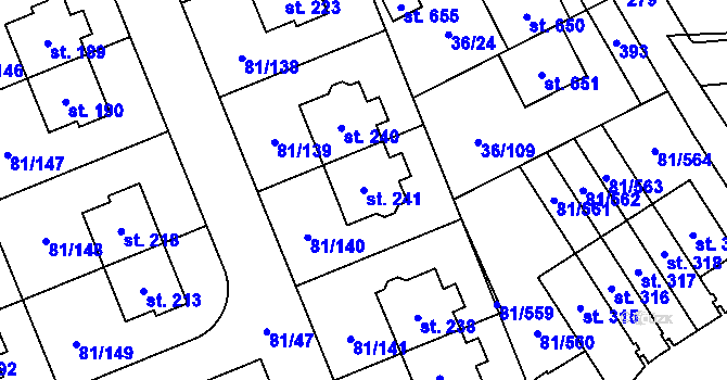 Parcela st. 241 v KÚ Nupaky, Katastrální mapa