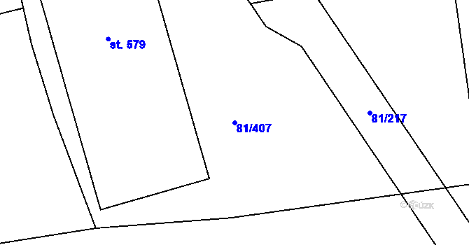 Parcela st. 81/407 v KÚ Nupaky, Katastrální mapa