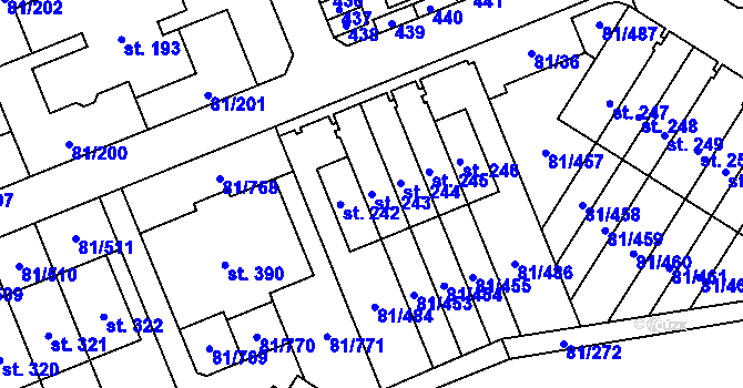 Parcela st. 243 v KÚ Nupaky, Katastrální mapa