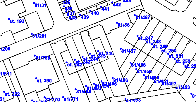 Parcela st. 246 v KÚ Nupaky, Katastrální mapa