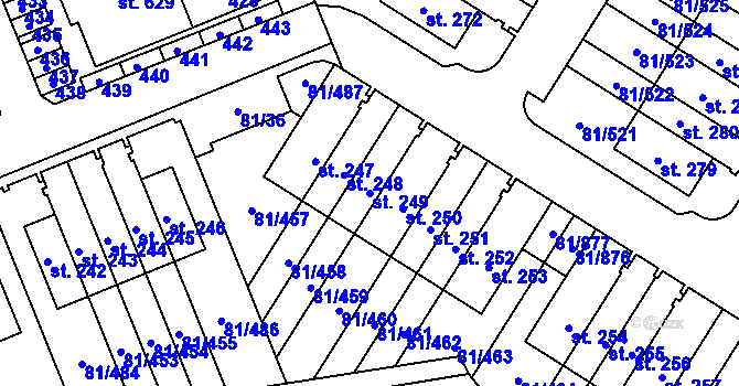 Parcela st. 249 v KÚ Nupaky, Katastrální mapa