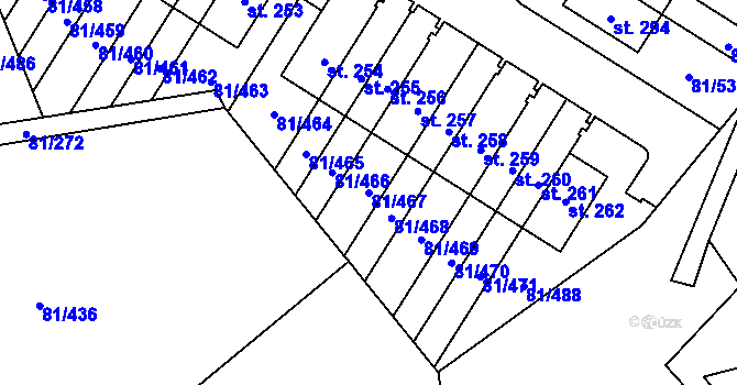 Parcela st. 81/467 v KÚ Nupaky, Katastrální mapa
