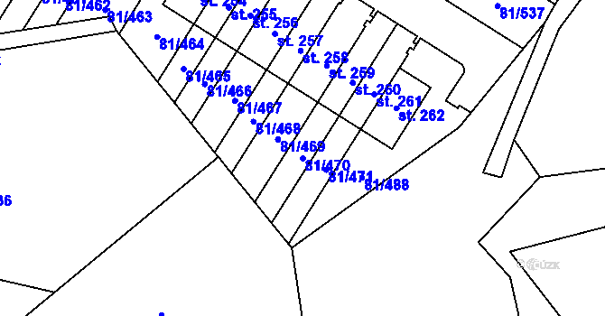 Parcela st. 81/470 v KÚ Nupaky, Katastrální mapa