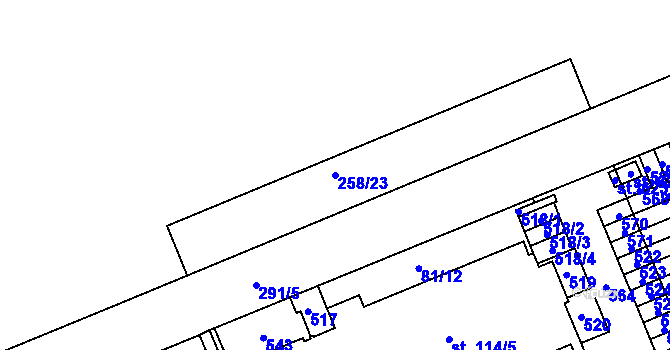 Parcela st. 258/23 v KÚ Nupaky, Katastrální mapa