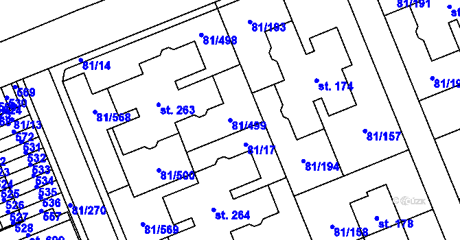 Parcela st. 81/499 v KÚ Nupaky, Katastrální mapa