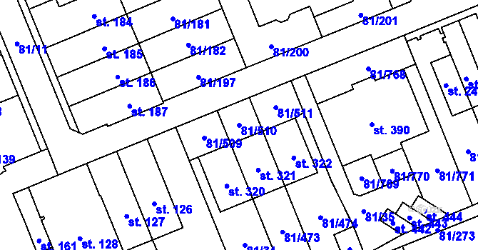 Parcela st. 81/510 v KÚ Nupaky, Katastrální mapa