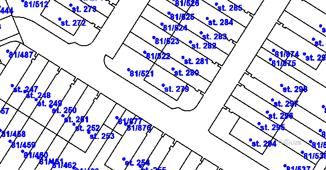 Parcela st. 279 v KÚ Nupaky, Katastrální mapa