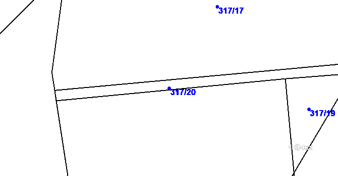 Parcela st. 317/20 v KÚ Nupaky, Katastrální mapa