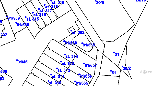 Parcela st. 81/565 v KÚ Nupaky, Katastrální mapa