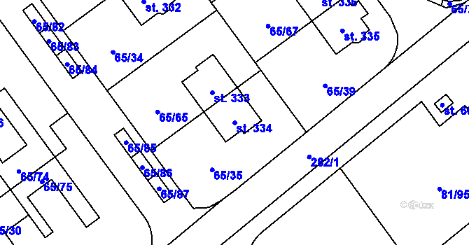 Parcela st. 334 v KÚ Nupaky, Katastrální mapa