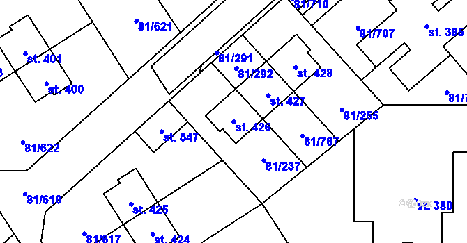 Parcela st. 426 v KÚ Nupaky, Katastrální mapa