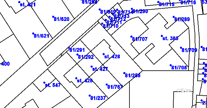 Parcela st. 428 v KÚ Nupaky, Katastrální mapa