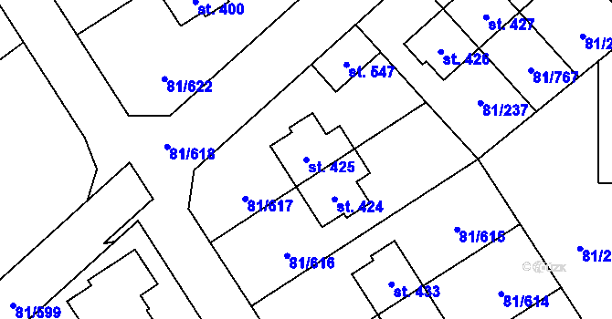 Parcela st. 425 v KÚ Nupaky, Katastrální mapa