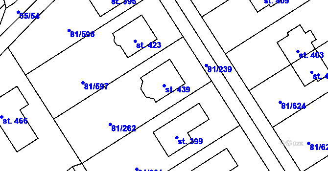 Parcela st. 439 v KÚ Nupaky, Katastrální mapa