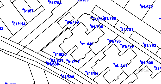 Parcela st. 440 v KÚ Nupaky, Katastrální mapa