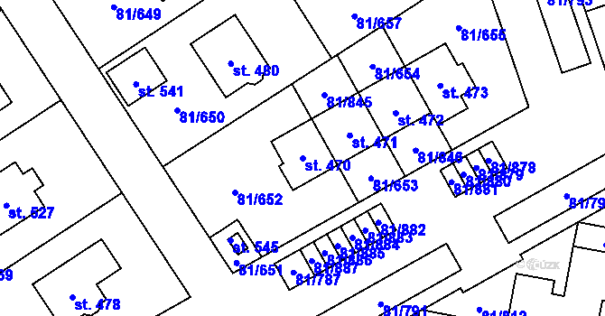 Parcela st. 470 v KÚ Nupaky, Katastrální mapa