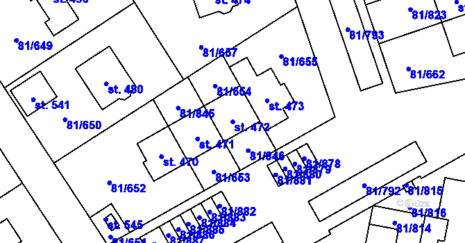Parcela st. 472 v KÚ Nupaky, Katastrální mapa