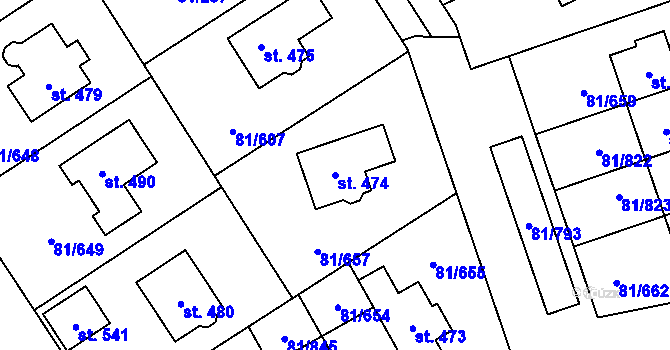Parcela st. 474 v KÚ Nupaky, Katastrální mapa
