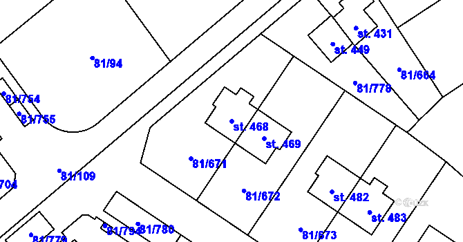 Parcela st. 468 v KÚ Nupaky, Katastrální mapa