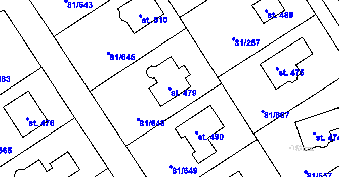Parcela st. 479 v KÚ Nupaky, Katastrální mapa