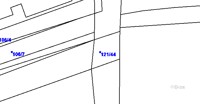 Parcela st. 121/44 v KÚ Nupaky, Katastrální mapa