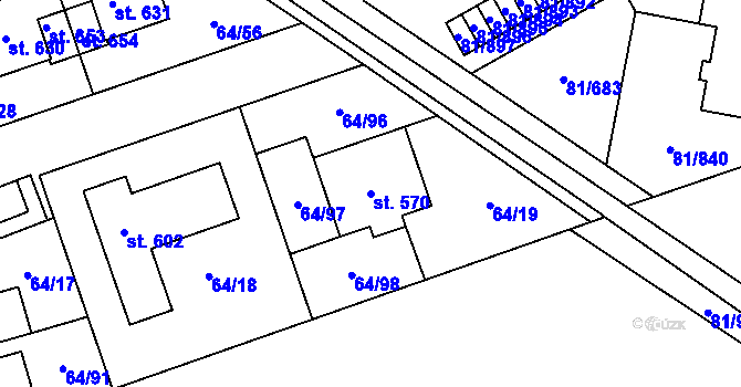 Parcela st. 570 v KÚ Nupaky, Katastrální mapa