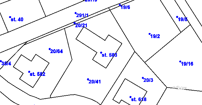 Parcela st. 583 v KÚ Nupaky, Katastrální mapa