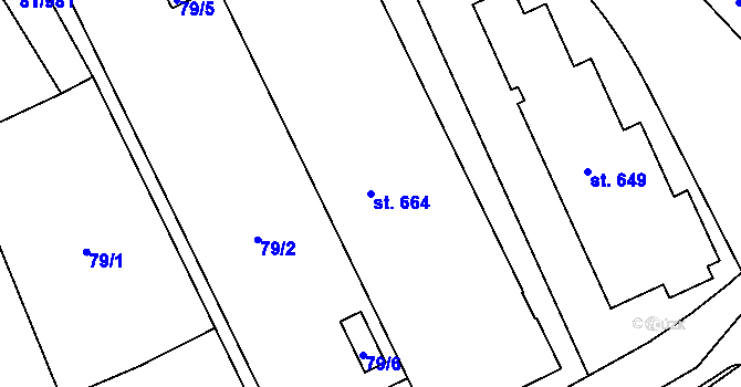 Parcela st. 664 v KÚ Nupaky, Katastrální mapa