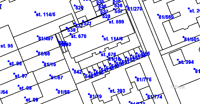 Parcela st. 678 v KÚ Nupaky, Katastrální mapa
