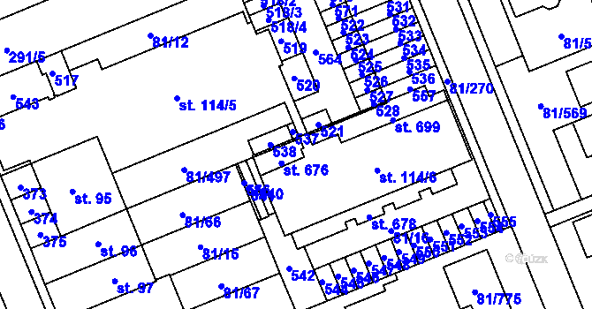 Parcela st. 539 v KÚ Nupaky, Katastrální mapa