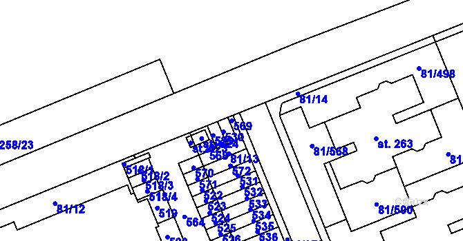 Parcela st. 569 v KÚ Nupaky, Katastrální mapa